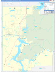 Coeur d'Alene Metro Area Wall Map Basic Style 2024